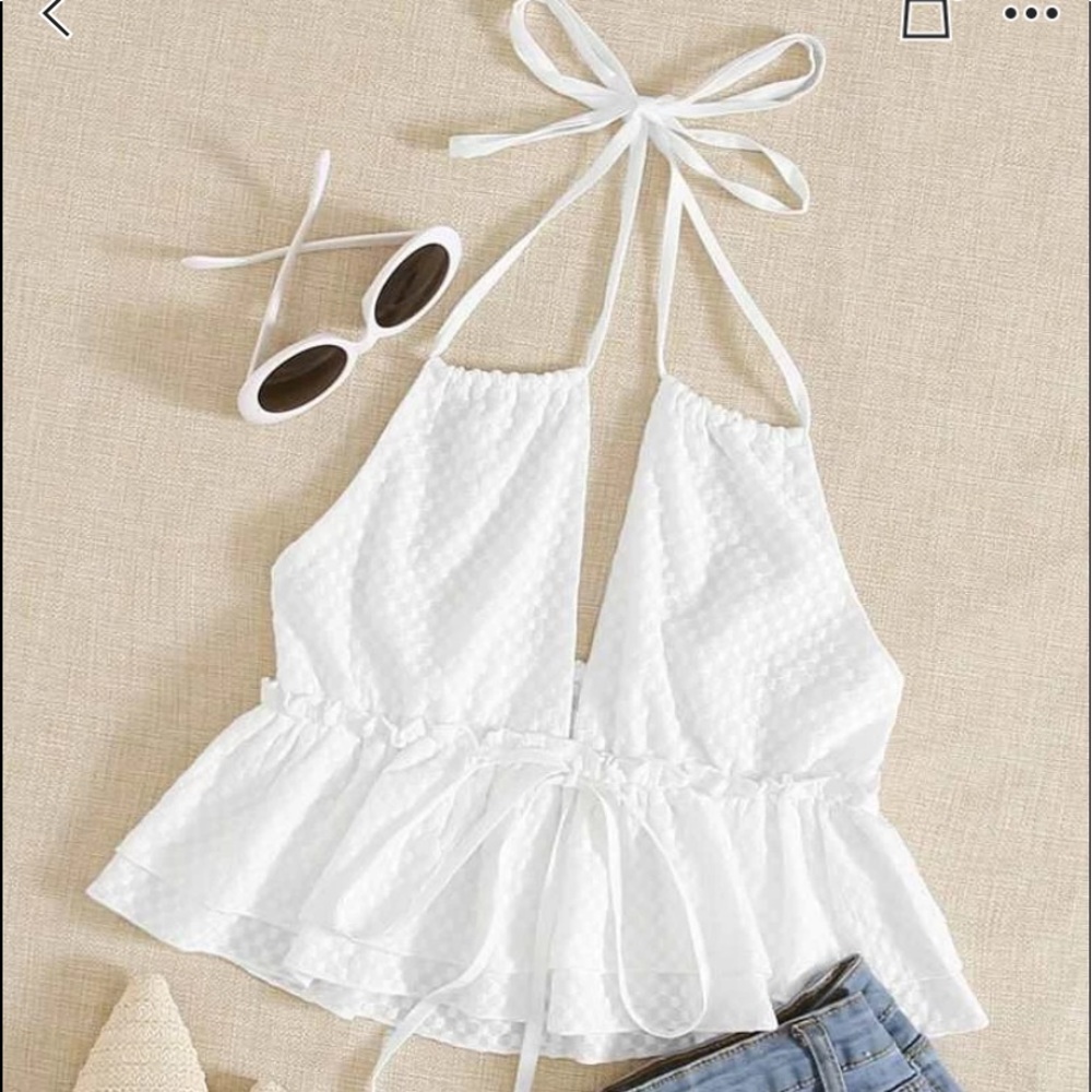 White Halter crop top